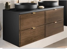 Sada kúpeľňového nábytku – skrinka pod umývadlo s doskou, vysoká skrinka Talia Casella (SET-TC B BLACK 120CM HC)