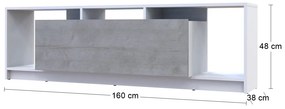 TV stolík Ulfet U1 - biela / betón
