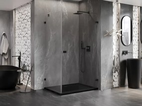 Mexen Lunar-B pravostranný výklopný sprchový kút 85 x 70 cm, číre sklo, čierna matná, 832-085-070-70-00-P
