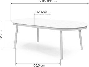 Rozkladací záhradný stôl Marinelli 230\/300 cm biely