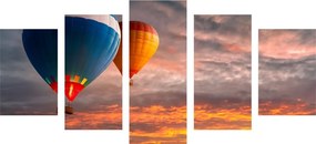 5-dielny obraz prelet balónov nad horami - 200x100