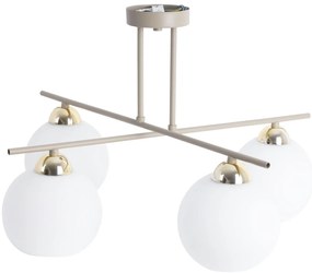 Stropné svietidlo Eliza, 4x biele sklenené tienidlo, be/g