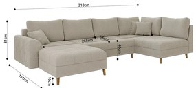 Béžová rohová pohovka z textílie bouclé (ľavý roh/do "U") Ariella – Ropez