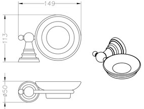 Sapho, DIAMOND mydeľnička, chróm, 1317-02