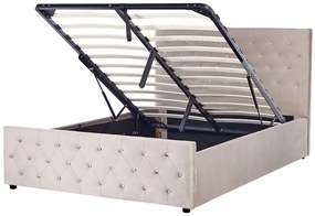 Zamatová posteľ s úložným priestorom 140 x 200 cm sivobéžová AMIENS Beliani