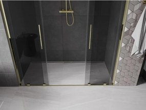 Mexen Velar L Duo, posuvné sprchové dvere do otvoru 180 cm, 8mm šedé sklo, zlatá lesklá, 871-180-003-42-50