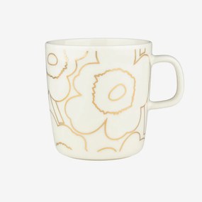 Marimekko Hrnček Oiva Piirto Unikko 400ml biely zlatý