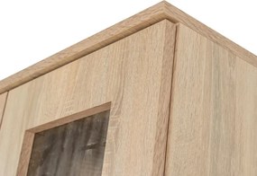 Kredenc hladký 160, sonoma (sklo hranaté čiré, úchyt Paula, prac. doska sonoma)