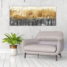 Obraz - Zlaté stromy (120x50 cm)