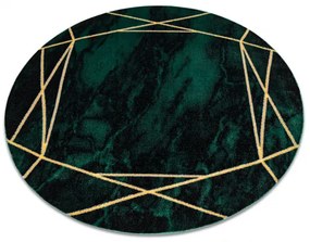 Koberec okrúhly EMERALD exkluzív 1022 glamour, mramor, geometrický zeleno / zlatý