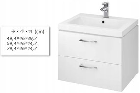 Cersanit Lara Como 80, závesná skrinka + keramické umývadlo, 794x447x460 mm, biela lesklá, S801-149-DSM