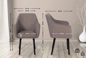 Jedálenská stolička Utrecht - látka, nohy čierne - Sivo-hnedá (Taupe)