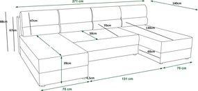 Rozkladacia sedacia súprava do U LIVARO 305x140 cm, svetlosivá