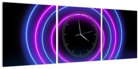 Obraz farebných kruhov (s hodinami) (90x30 cm)