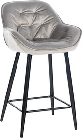 Barová stolička Gibson ~ zamat, kovové nohy čierne - Sivá