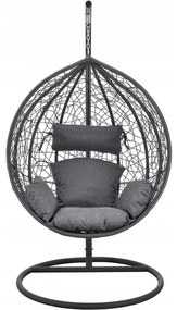 Čierne závesné kreslo KOKON so stojanom