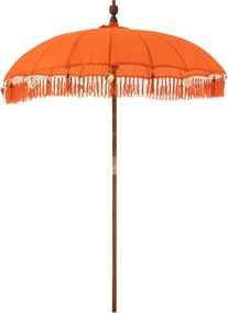 Oranžový slnečník so strapcami a drevenou tyčou Dayu Wood - ∅ 200*260 cm
