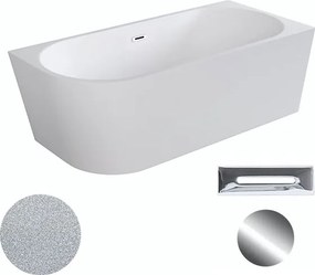 Besco Akrylátová voľne stojaca rohová vaňa Zoya Glam S 150x75 (170x80) biela/strieborná BESCO-Typ výpuste: Click-Clack s prepadom, grafit, BESCO-Rozm…