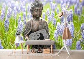 Fototapeta Budha s jing a jang uprostred kvetín