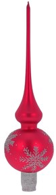 Červená sklenená špička na vianočný strom Ego Dekor