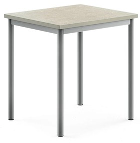 Stôl SONITUS, 700x600x720 mm, linoleum - svetlošedá, strieborná