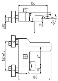 LOTOSAN VICTORIA LB54930 nástenná vaňová batéria, chróm