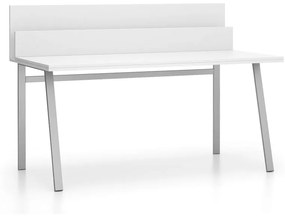 PLAN Kancelársky pracovný stôl SINGLE LAYERS s prepážkami, biela / sivá