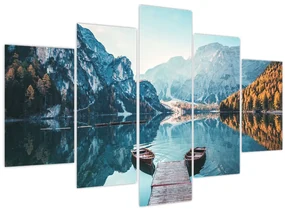 Obraz - Lode na jazere Braies (150x105 cm)