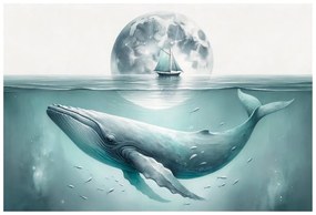 Tapeta veľryba pod mesačným svitom