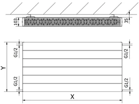 Mexen, Panelový radiátor Mexen Line CL22 600 x 1500 mm, bočné pripojenie, 2374 W, biely - W422L-060-150-00