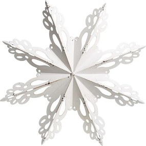 Biela antik kovová nástenná dekorácia snehová vločka Snowflake - 63*6 cm