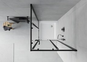 Mexen Rio, štvorcový sprchový kút 70 x 70 cm, 6mm číre sklo, čierny profil + biela sprchová vanička RIO, 860-070-070-70-00-4510