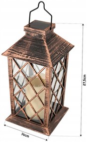 BERGE Záhradný lampáš LED solárny lampáš medený 2V 35MA
