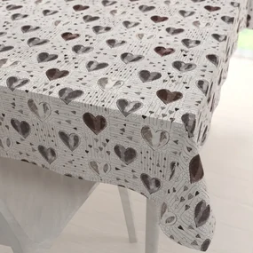 Biante Bavlnený obdĺžnikový obrus Sandra SA-027 Tmavé srdce na smotanovom 140x220 cm