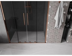 Mexen Velar Duo, posuvné sprchové dvere do otvoru 160 cm, 8mm šedé sklo, ružové zlato, 871-160-000-42-60