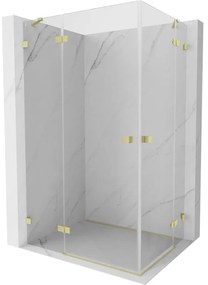 Mexen Lunar Duo, výklopný sprchový kút 95 x 85 cm, 8mm číre sklo, zlatý matný profil, 834-095L-085P-55-00