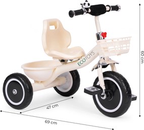 Detský trojkolový bicykel ECOTOYS od 12 mesiacov – EVA kolesá, košík, zvonček