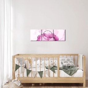 Obraz - Ružový dekor (s hodinami) (90x30 cm)