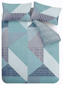 Zelenomodré obliečky na jednolôžko 135x200 cm Larsson Geo – Catherine Lansfield