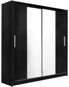 Skriňa Ola 200cm čierna/zrkadlo