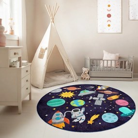 Tmavomodrý prateľný detský hrací koberec ø120 cm Into The Space – Mila Home
