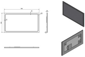 Sapho Sapho, GEMINI LED podsvietené zrkadlo 900x500mm, GM090