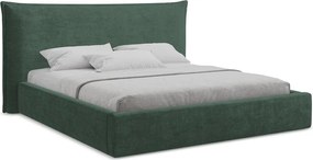 Zelená čalúnená dvojlôžková posteľ s úložným priestorom s roštom 140x200 cm Esala – Makamii