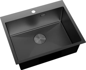 Mexen Solix, 1-komorový nerezový drez 600 x 500 mm, čierna, 6408601000-70