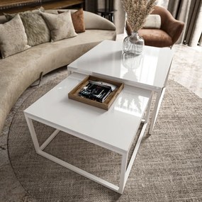 KONFERENČNÝ STOLÍK BELLA 2v1 BIELY LESK + BIELY 60 / 70cm