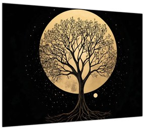 Sklenený obraz – Strom v zlatom splne I. (70x50 cm)
