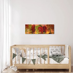 Obraz - Farebné stromy (s hodinami) (90x30 cm)
