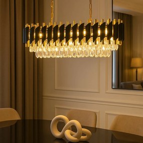 Luster Cristal, 1x krištáľové/zlaté/čierne kovové tienidlo, g