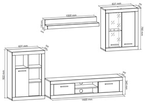 Sconto Obývacia stena SHARK MINI dub sonoma/biela