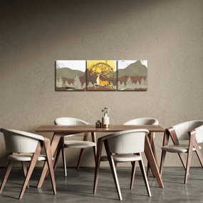 Obraz jeleňa (s hodinami) (90x30 cm)